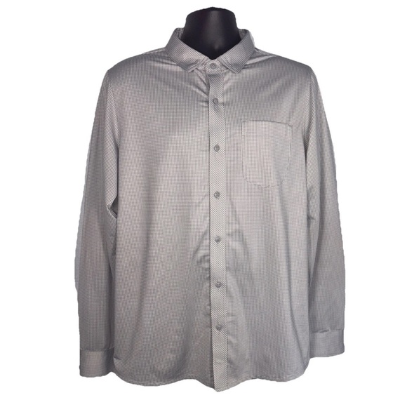 Travis Mathew Long Sleeve Button Down Shirt Stretch Gray check Large Golf - Picture 1 of 11